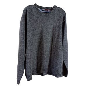 Tommy Hilfiger Mens Preppy Warm Crew Neck 100% Cotton Grey Embroidered Logo Sz L